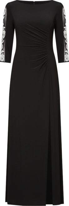 Petite 3/4-Sleeves Round Neck A-Line Dress