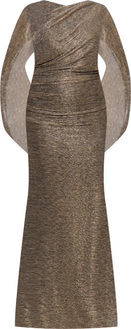 Plus Size Long Metallic Crinkle Sheath Dress