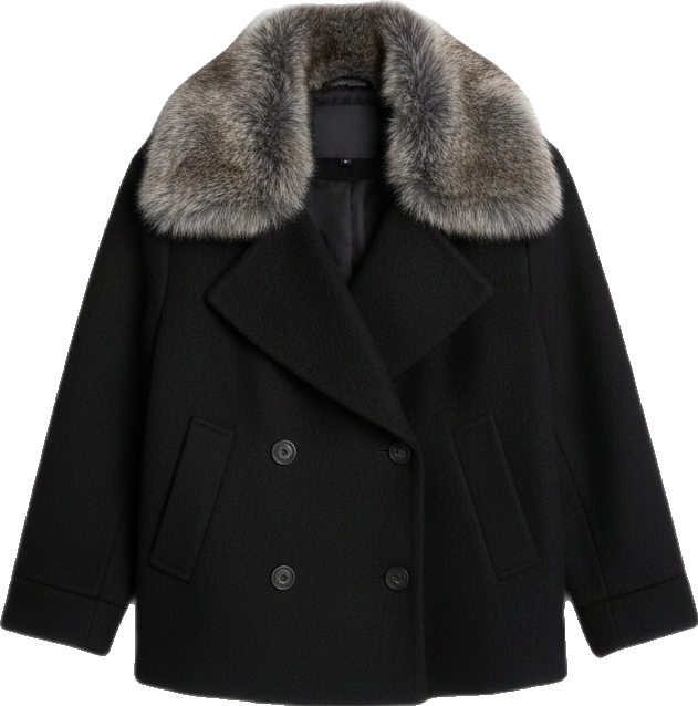 Juniors Women's Collared Cropped Peacoat