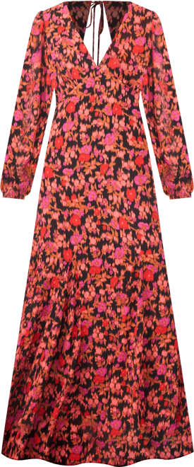 Women's V-Neck Balloon Sleeve Maxi Dress