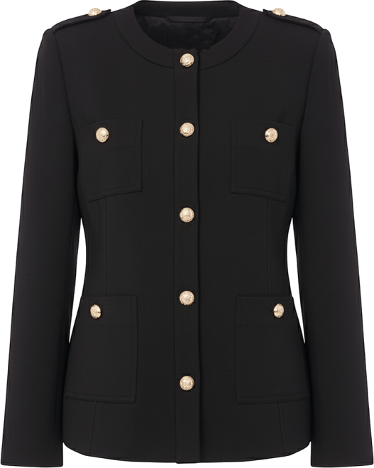 Women's Long Sleeve Knit Button Epaulets Blazer