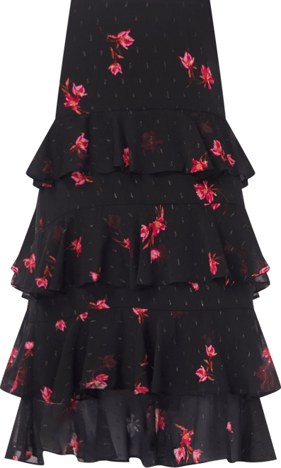 Women's Tiered Ruffle Flounce Midi Skirt