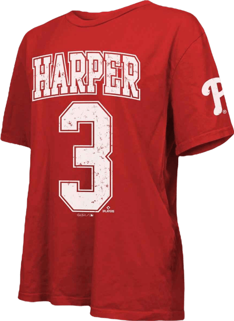 Women's Bryce Harper Red Philadelphia Phillies Oversized Name Number T-Shirt