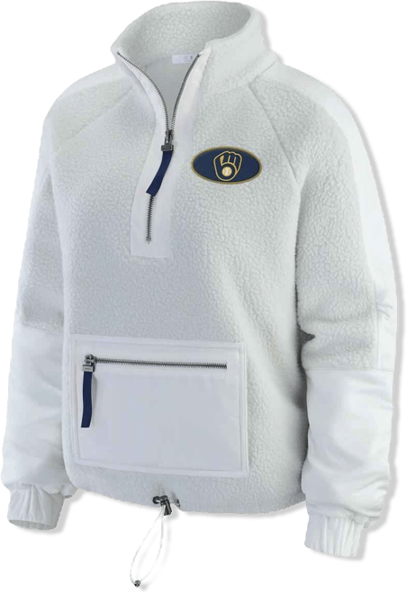 Women's Gray Milwaukee Brewers Polar Fleece Quarter-Zip Jacket