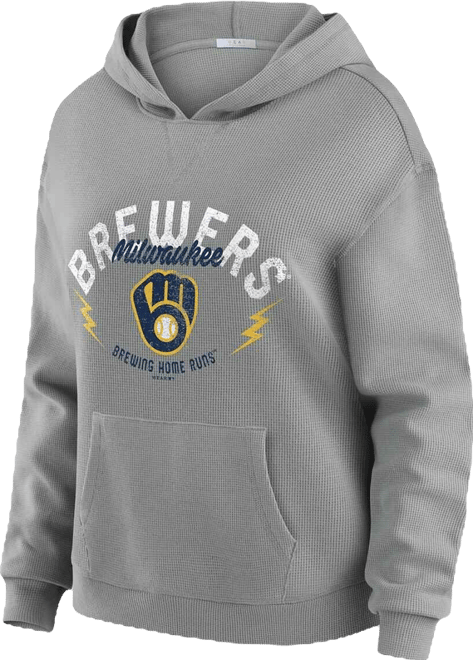 Women's 2-Piece Gray Milwaukee Brewers Waffle-Knit Long-Sleeve Hoodie and Lounge Pant Set