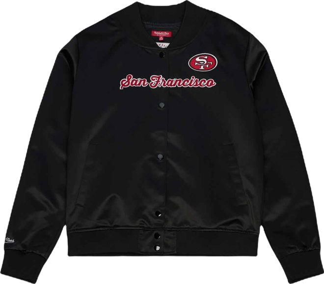 Women's Black San Francisco 49ers Full-Snap Satin Jacket