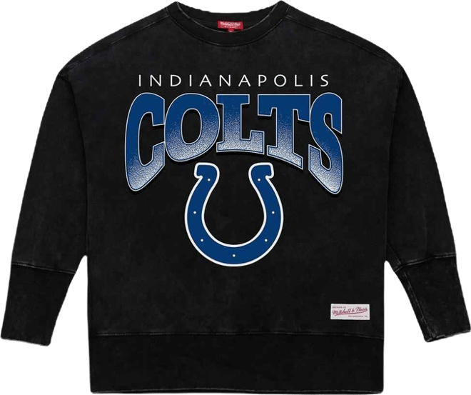 Women's Black Indianapolis Colts Delineate Mineral Wash Crewneck Sweatshirt