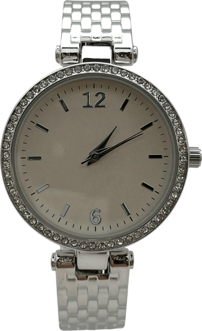 Silver Round Face with Rhinestones Bangle Women Watch