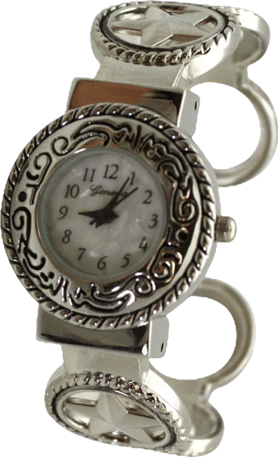 Silver Circles Shape Bangle Women Watch