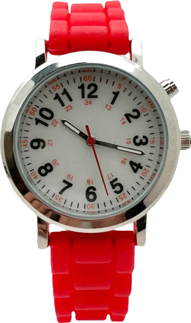 Red Luminous Dial Easy Read Medical Professionals Silicone Band Women Watch