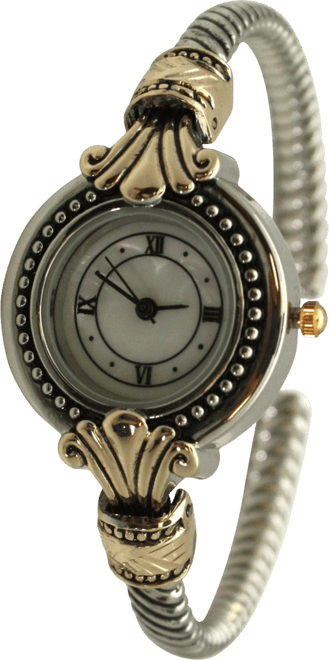 Two Tone Small Elegant Antique Look Women Bangle Watch