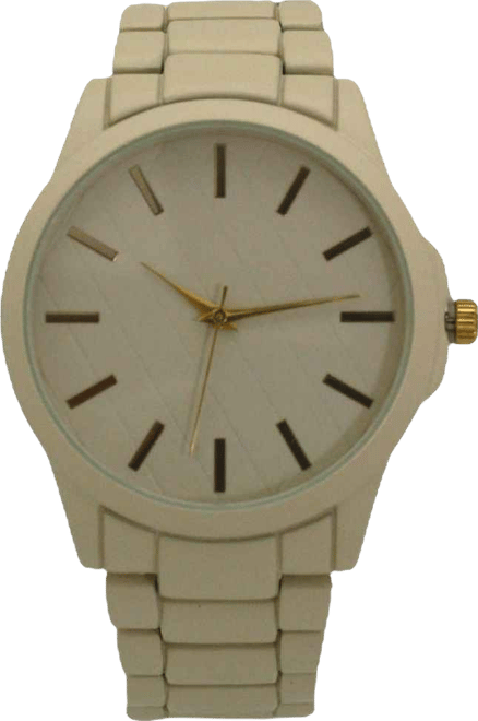 Beige Solid Color Large Face Women Watch