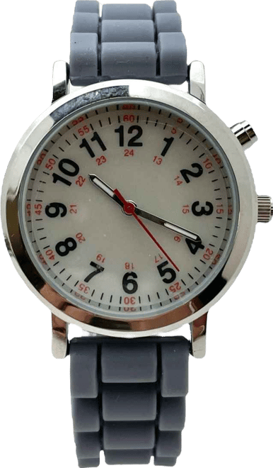 Gray Luminous Dial Easy Read Medical Professionals Silicone Band Women Watch