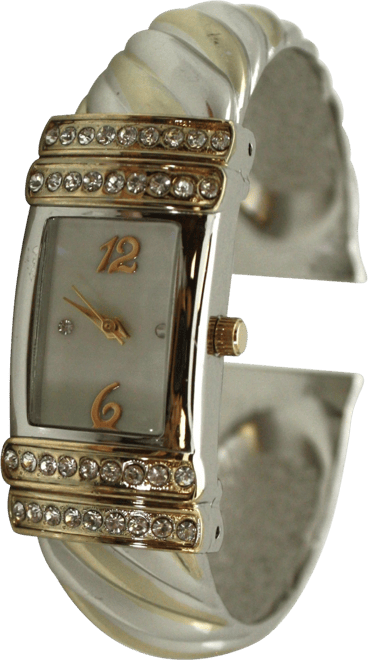 Two Tone Square and Thin Face Bangle Women Watch