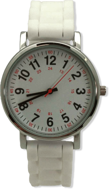 White Solid Silicone Bold Numbers Women Watch