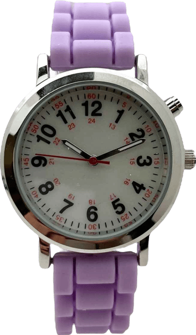 Lavender Luminous Dial Easy Read Medical Professionals Silicone Band Women Watch