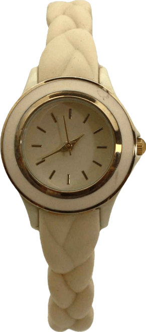 Beige Braided Silicone Band Women Watch