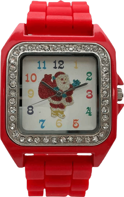 Red Merry Christmas Silicone Band Themed Women Watch