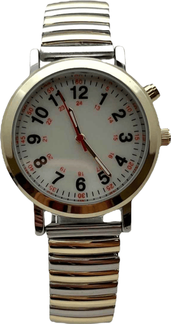 Two Tone Stretch Band Easy Read Nurse Watch with Second Hand Women Watch