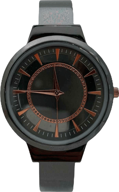 Metallic Colors Round Face Bangle Women Watch, Gunmetal