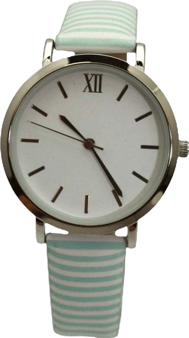 Mint Stripped Pastel Colors Faux Leather Women Watch