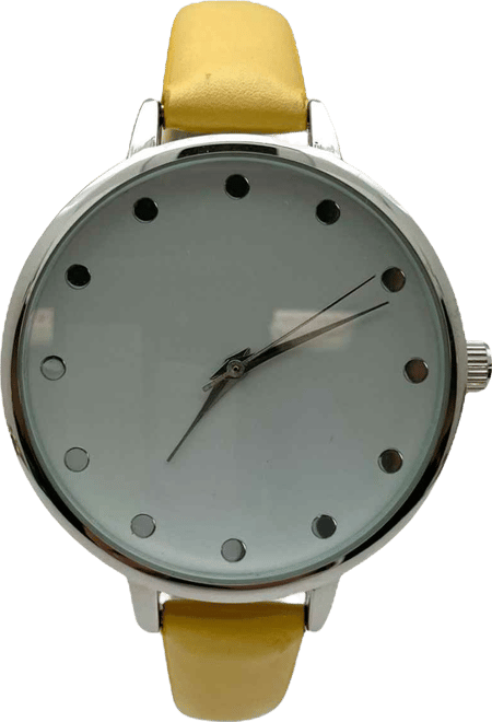 Solid Vibrant Color Everyday Faux Leather Women Watch, Yellow