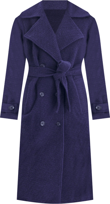 Women Jaelyn Midnight Blue Wool Blend Double-Breasted Belted Coat