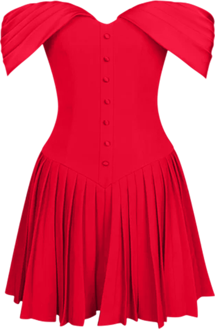 Women's Narelle Crimson Off-Shoulder Sweetheart Drop Waist Mini Dress