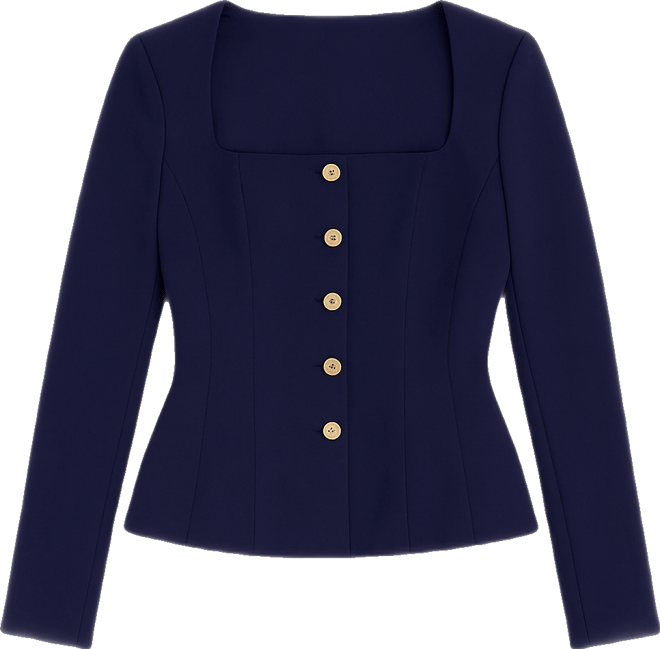 Women's Skyla Indigo Square Neckline Peplum Blazer