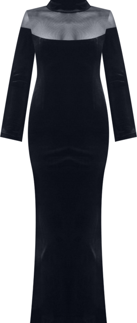 Women's Blair Black Sheer Mock Neck Maxi Dress