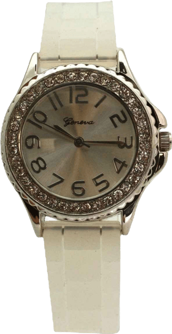 Clear Every Day Thin Band Silicone and Rhinestones Colorful Women Watch