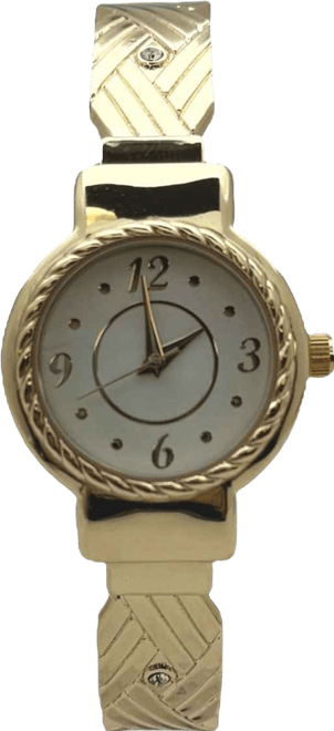 Detailed Bright Metallic Elegant Cuff Women Watch, Gold