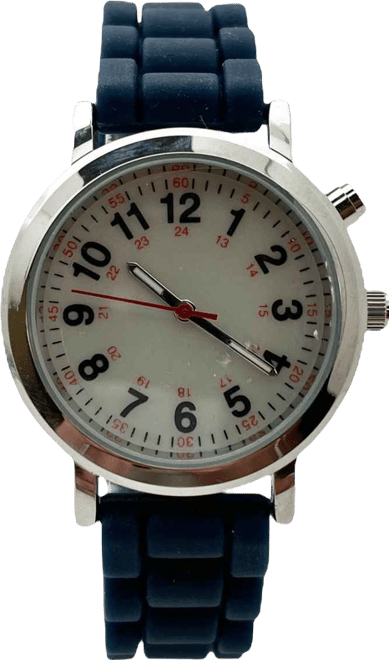 Navy Luminous Dial Easy Read Medical Professionals Silicone Band Women Watch
