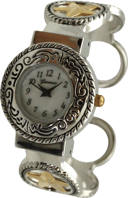 Two Tone Circles Shape Bangle Women Watch