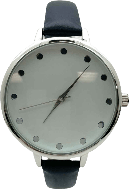 Solid Vibrant Color Everyday Faux Leather Women Watch, Navy