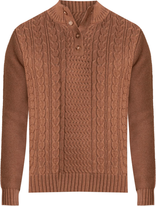Men's Organic Mock Neck Cable Sweater