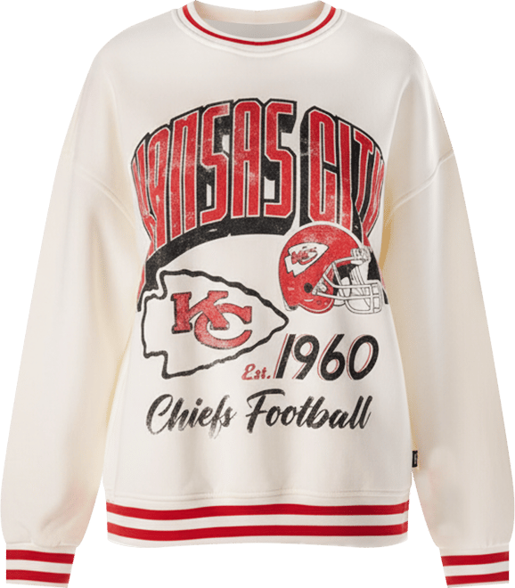 Women's Cream Kansas City Chiefs Oversized Vintage French Terry Sweatshirt