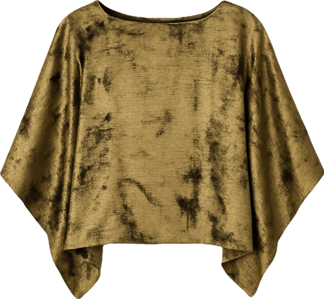 Petite Boat-Neck Dolman-Sleeve Cape Top