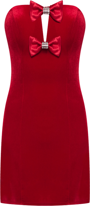 Juniors' Strapless V-Neck Fitted Dress
