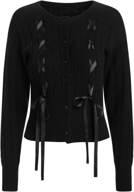 STEVE MADDEN Saidee Cable Ribbon Ties Cardigan | Bloomingdale's