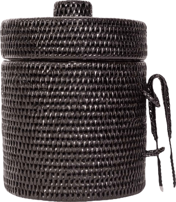 Rattan Ice Bucket with Tongs