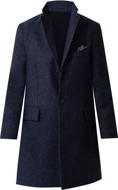 Men's Long Sleeve Wool Collared Coat