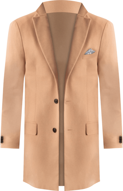 Men's Long Sleeve Wool Collared Coat