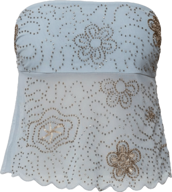 Women's Astra Beaded Sheer Strapless Top