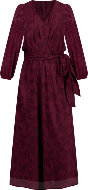 Women's Jacquard V-Neck 3/4-Sleeve Midi Dress