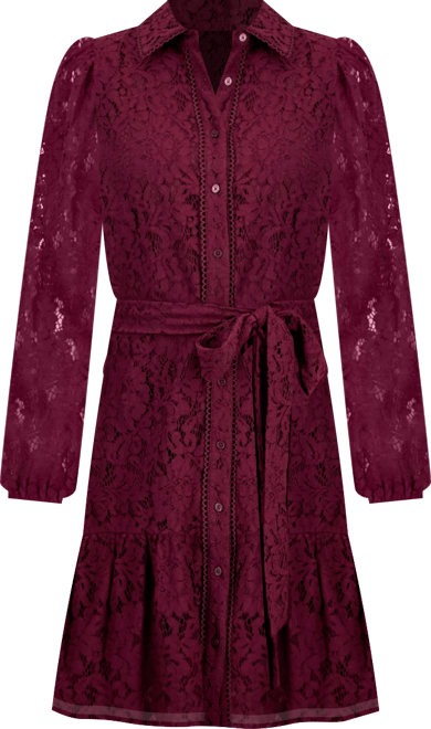 Women's Lace Tie-Waist Tiered Shirtdress