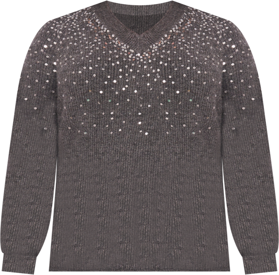 Plus Size Sequin V-Neck Raglan Sweater