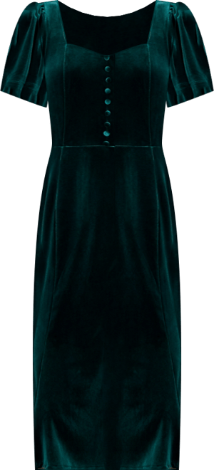 Women's Sweetheart-Neck Puff Sleeve Velvet Midi Dress