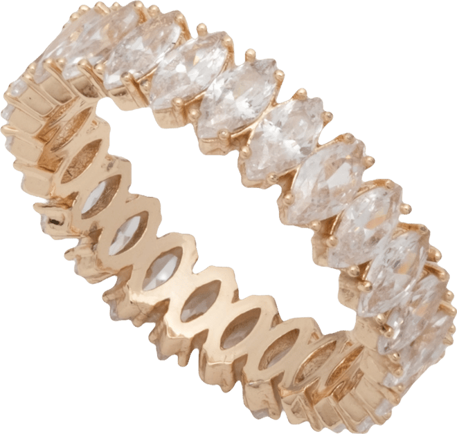 Cubic Zirconia Gold-Tone Navette Ring