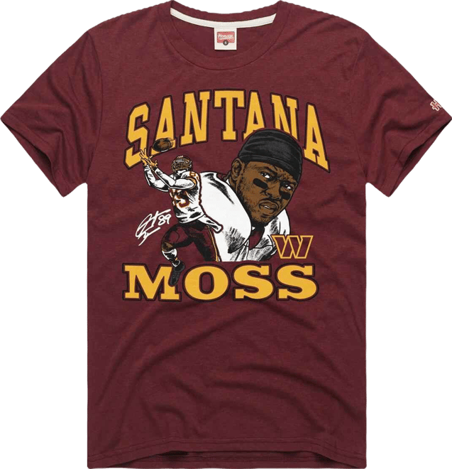 Men's and Women's Santana Moss Burgundy Washington Commanders Retired Player Classic Caricature T-Shirt